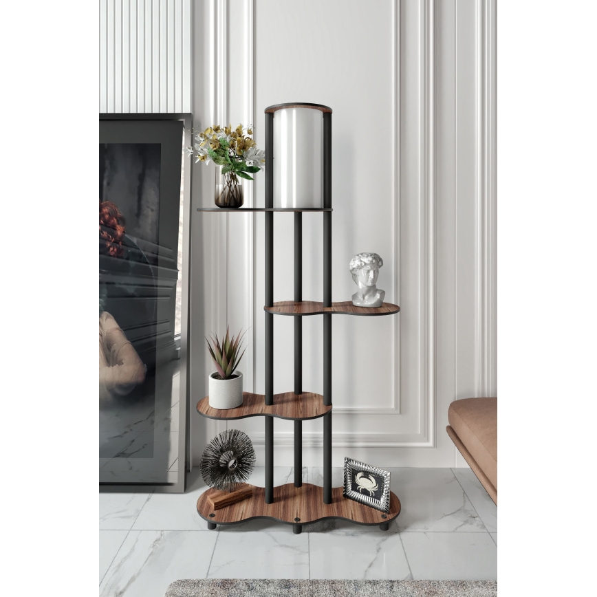 Pastatoma lempa su lentynomis NOTO 1xE27/40W/230V ruda/juoda