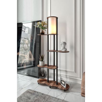 Pastatoma lempa su lentynomis NOTO 1xE27/40W/230V ruda/juoda