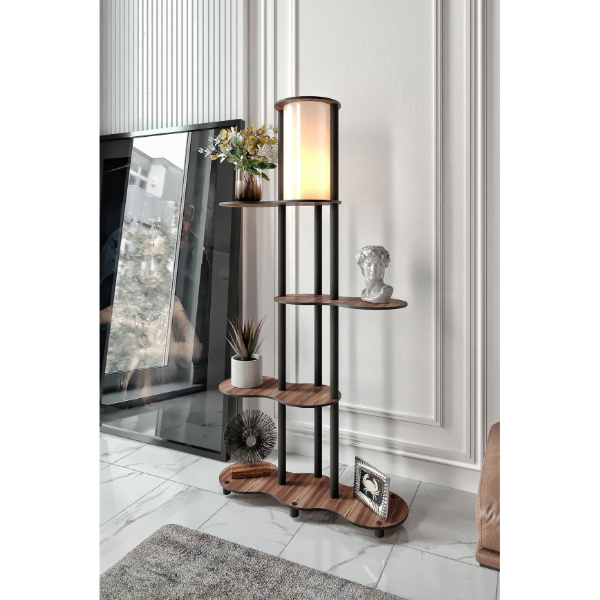 Pastatoma lempa su lentynomis NOTO 1xE27/40W/230V ruda/juoda