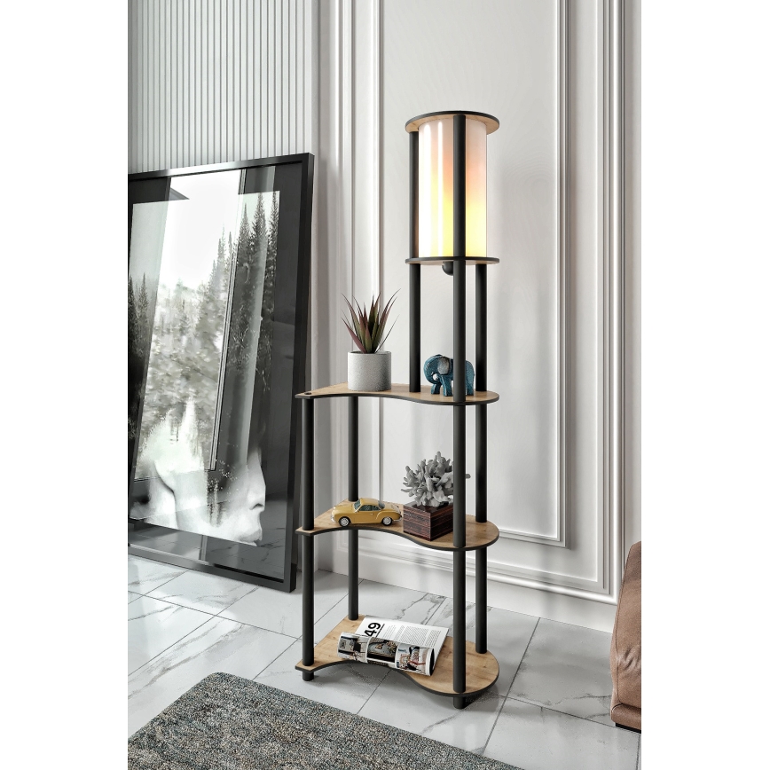 Pastatoma lempa su lentynomis NOTO 1xE27/40W/230V smėlinė/juoda