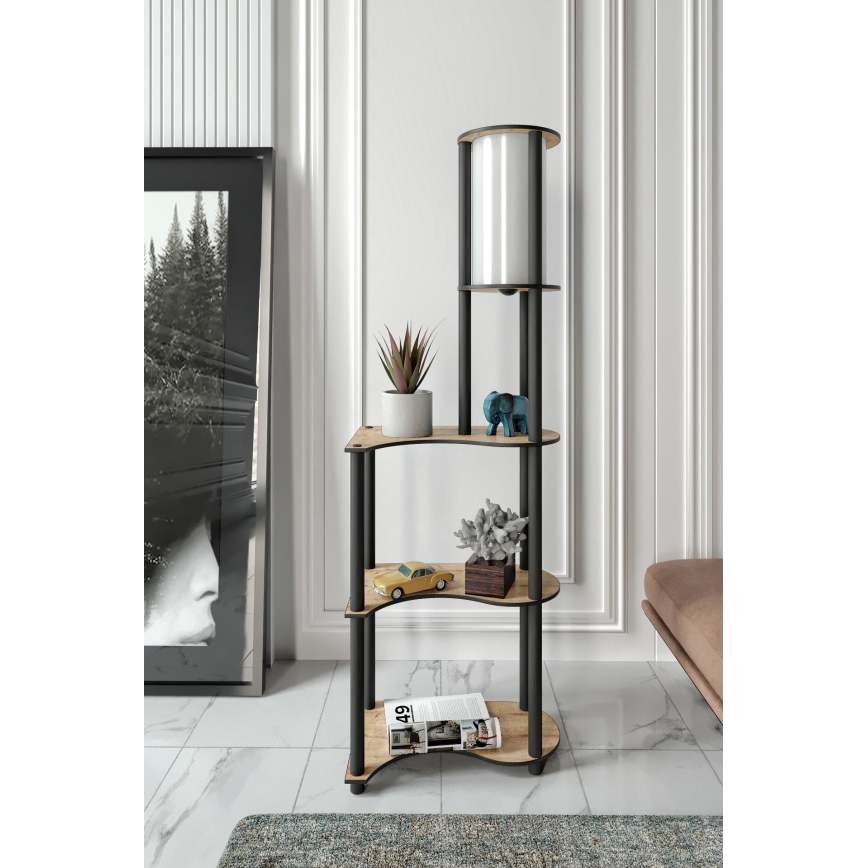 Pastatoma lempa su lentynomis NOTO 1xE27/40W/230V smėlinė/juoda