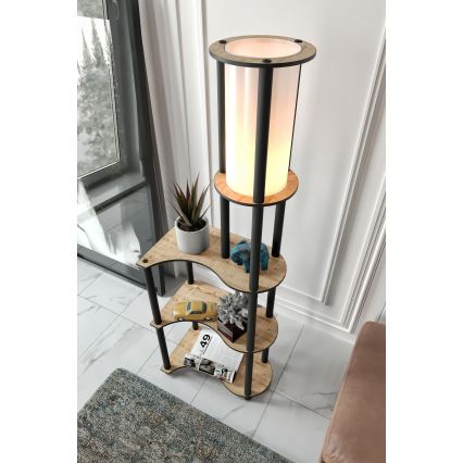 Pastatoma lempa su lentynomis NOTO 1xE27/40W/230V smėlinė/juoda
