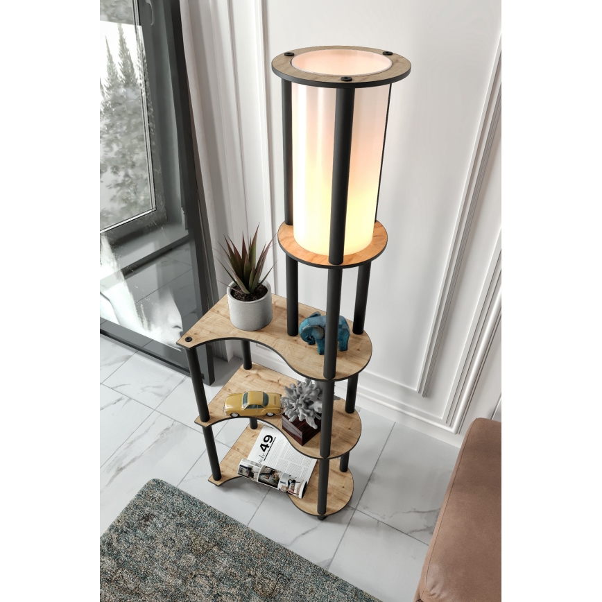 Pastatoma lempa su lentynomis NOTO 1xE27/40W/230V smėlinė/juoda