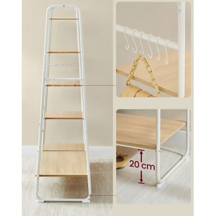 Pastatoma rūbų kabykla LINEA, balta/ruda