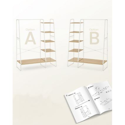Pastatoma rūbų kabykla LINEA, balta/ruda