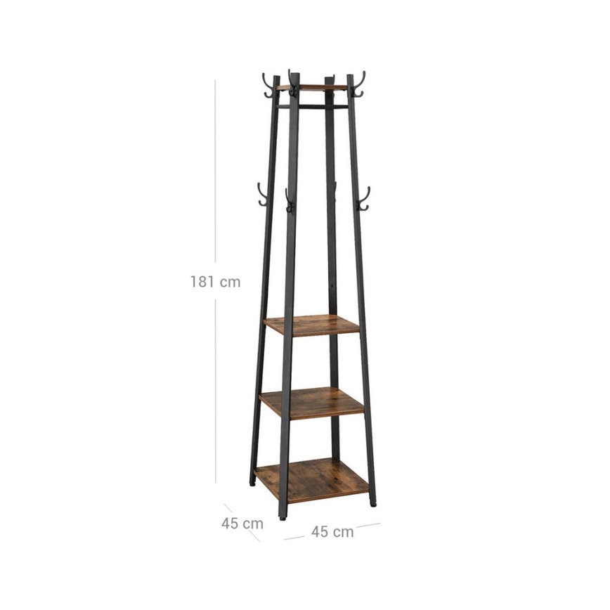 Pastatoma rūbų kabykla LINEA juoda/ruda