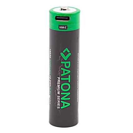 PATONA - Akumuliatorius 18650 Li-lon 3350mAh PREMIUM 3,7V Su USB-C įkrovimas