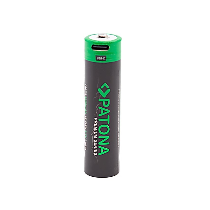 PATONA - Akumuliatorius 18650 Li-lon 3350mAh PREMIUM 3,7V Su USB-C įkrovimas