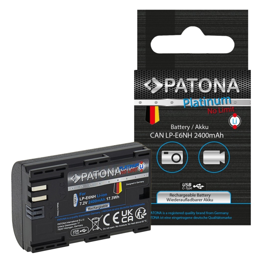 PATONA - Akumuliatorius Canon LP-E6NH 2600mAh Li-Ion Platinum USB-C