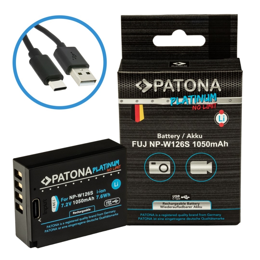 PATONA - Akumuliatorius Fuji NP-W126S 1050mAh Li-Ion Platinum USB-C įkrovimas