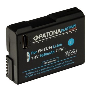 PATONA - Akumuliatorius Nikon EN-EL14/EN-EL14A 1030mAh Li-Ion Platinum USB-C įkrovimas