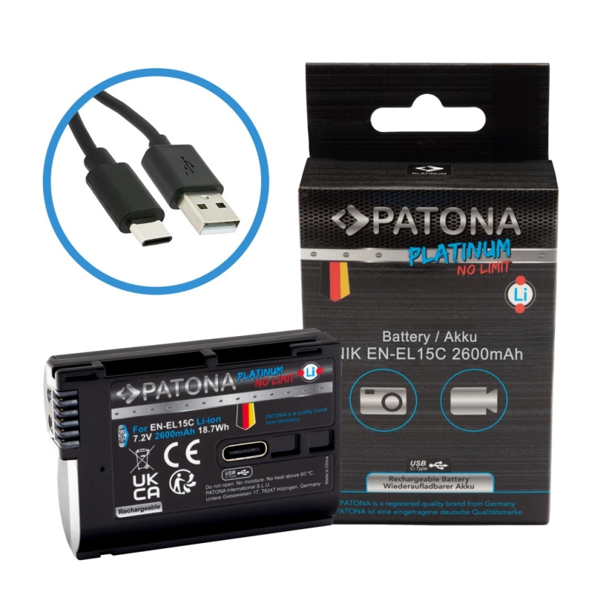 PATONA - Akumuliatorius Nikon EN-EL15C 2600mAh Li-Ion Platinum USB-C