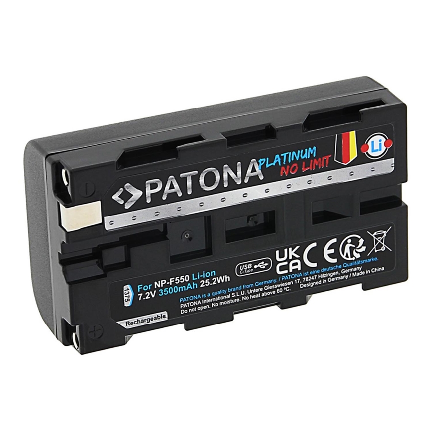 PATONA - Baterija Sony NP-F550/F330/F570 3500mAh Li-Ion Platinum USB-C įkrovimas