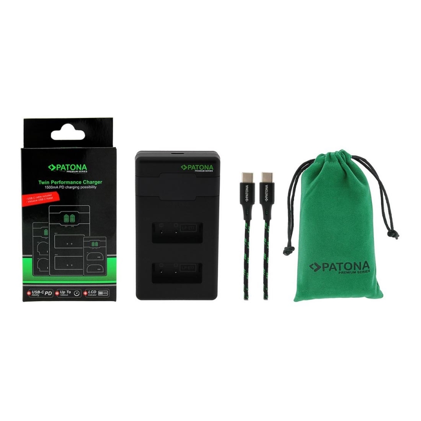 PATONA - Greitas įkroviklis Dual Canon LP-E17 + USB-C laidas 0,6m