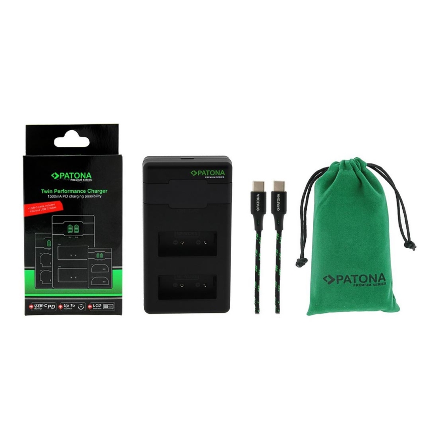 PATONA - Greitasis įkroviklis Dual Fuji NP-W126 + USB-C laidas 0,6 m