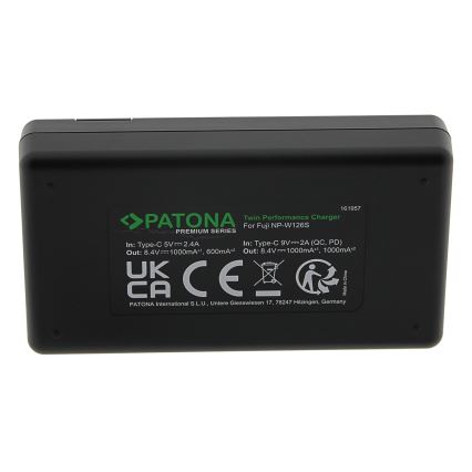 PATONA - Greitasis įkroviklis Dual Fuji NP-W126 + USB-C laidas 0,6 m