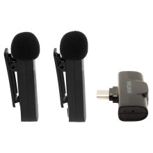 PATONA - KOMPLEKTAS 2x Belaidis mikrofonas su segtuku išmaniesiems telefonams USB-C 5V