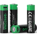 PATONA - KOMPLEKTAS 4x Akumuliatorius AA/LR6 Li-Pol 2000mAh 1,5Vs Su USB-C įkrovimas