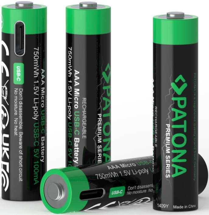 PATONA - KOMPLEKTAS 4x Akumuliatorius AAA/LR03 Li-Pol 500mAh 1,5V Su USB-C įkrovimas