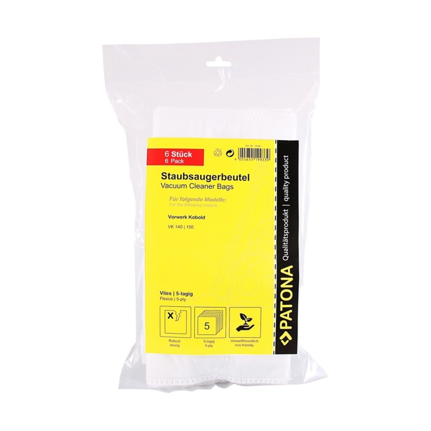 PATONA - Maišai dulkių siurbliui Vorwerk Kobold VK140/VK150 - 6 vienetai