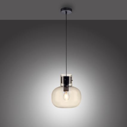 Paul Neuhaus 2003-27 - Pakabinamas sietynas SHITAKE 1xE27/10W/230V diametras 25 cm dūminis