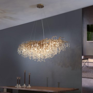 Paul Neuhaus 2031-11 - Pakabinamas sietynas ICICLE 15xG9/40W/230V 75x150 cm žalvaris
