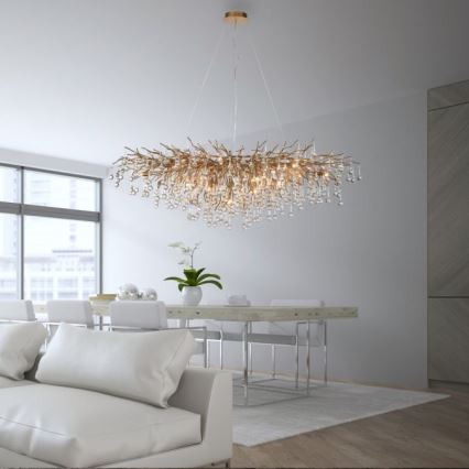 Paul Neuhaus 2031-11 - Pakabinamas sietynas ICICLE 15xG9/40W/230V 75x150 cm žalvaris