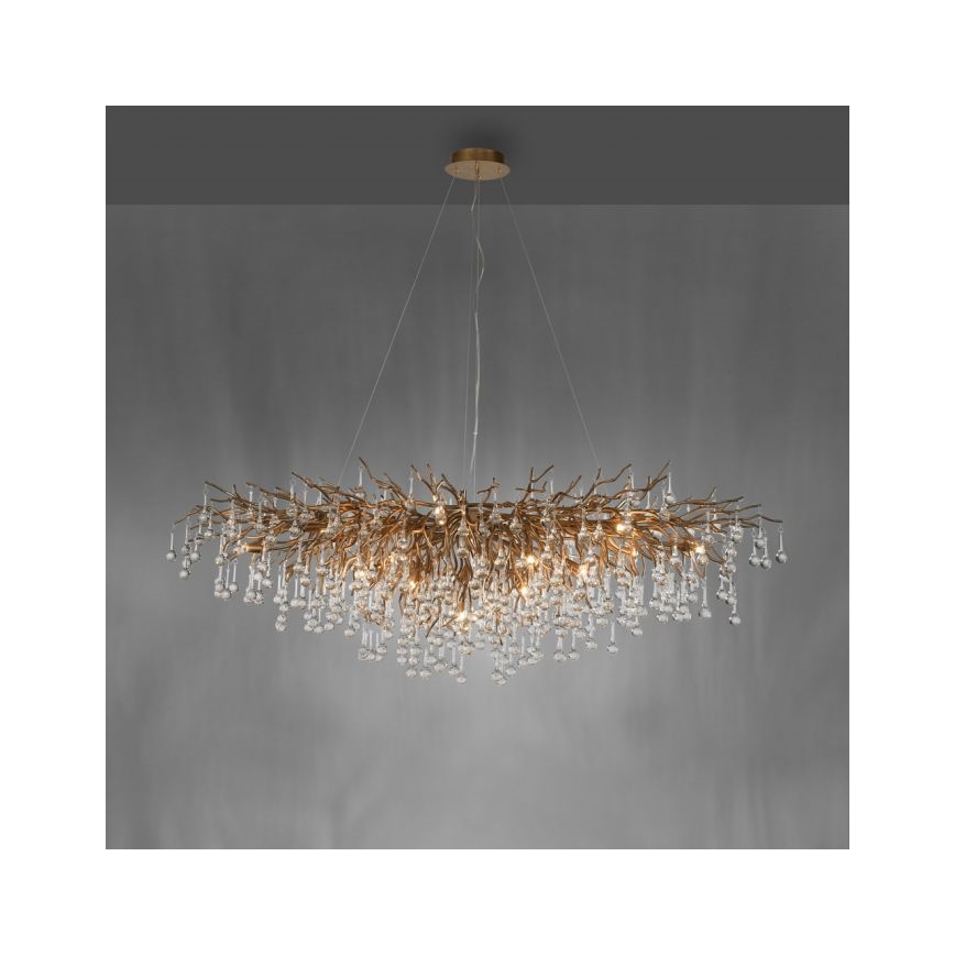 Paul Neuhaus 2031-11 - Pakabinamas sietynas ICICLE 15xG9/40W/230V 75x150 cm žalvaris