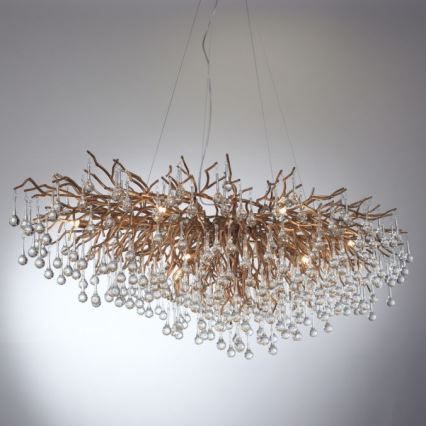 Paul Neuhaus 2031-11 - Pakabinamas sietynas ICICLE 15xG9/40W/230V 75x150 cm žalvaris