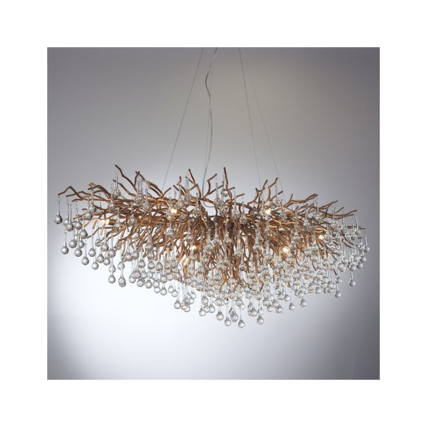 Paul Neuhaus 2031-11 - Pakabinamas sietynas ICICLE 15xG9/40W/230V 75x150 cm žalvaris