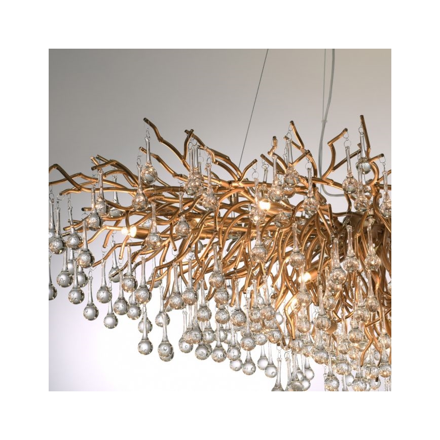 Paul Neuhaus 2031-11 - Pakabinamas sietynas ICICLE 15xG9/40W/230V 75x150 cm žalvaris