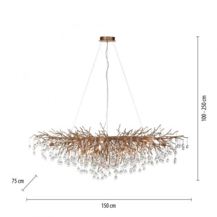 Paul Neuhaus 2031-11 - Pakabinamas sietynas ICICLE 15xG9/40W/230V 75x150 cm žalvaris