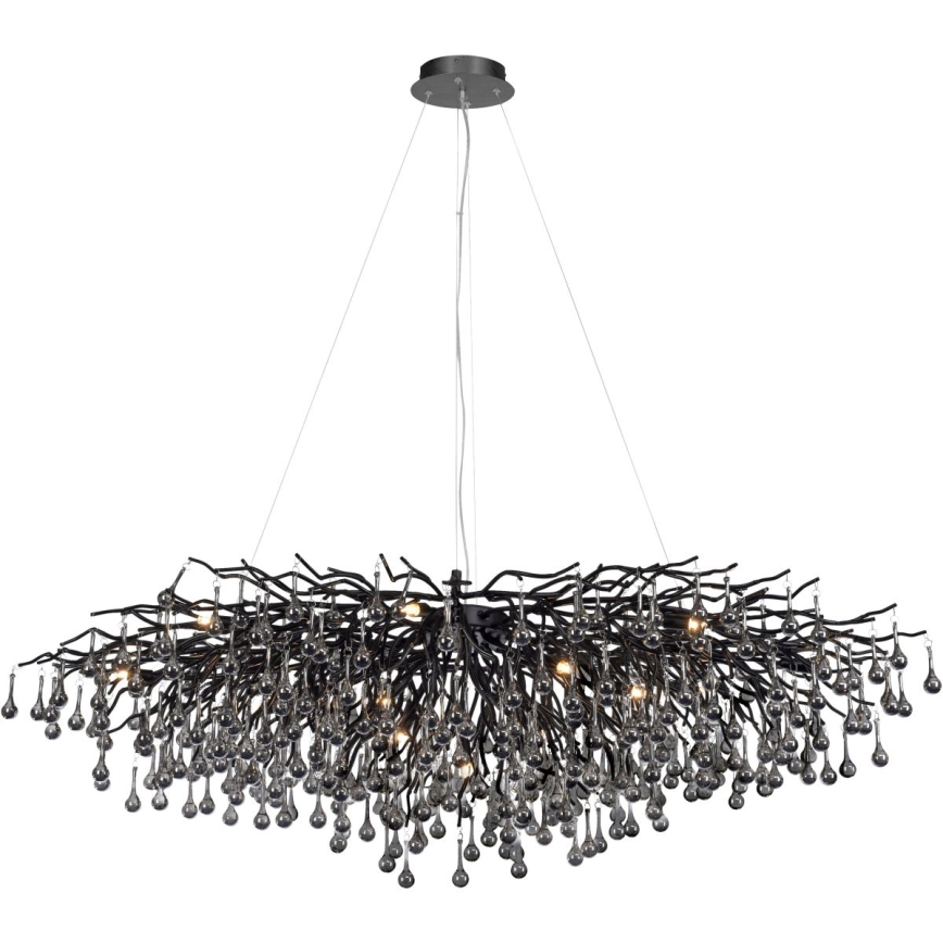 Paul Neuhaus 2031-18 - Kabantis šviestuvas ant laido ICICLE 15xG9/40W/230V 75x150 cm juodas