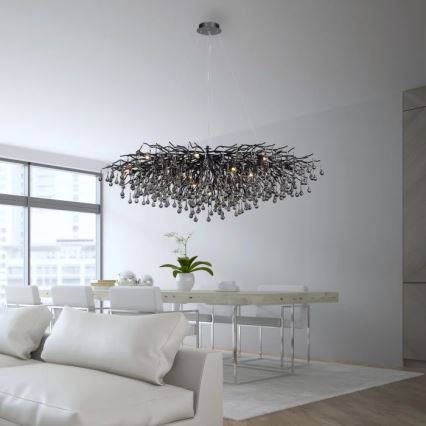 Paul Neuhaus 2031-18 - Kabantis šviestuvas ant laido ICICLE 15xG9/40W/230V 75x150 cm juodas