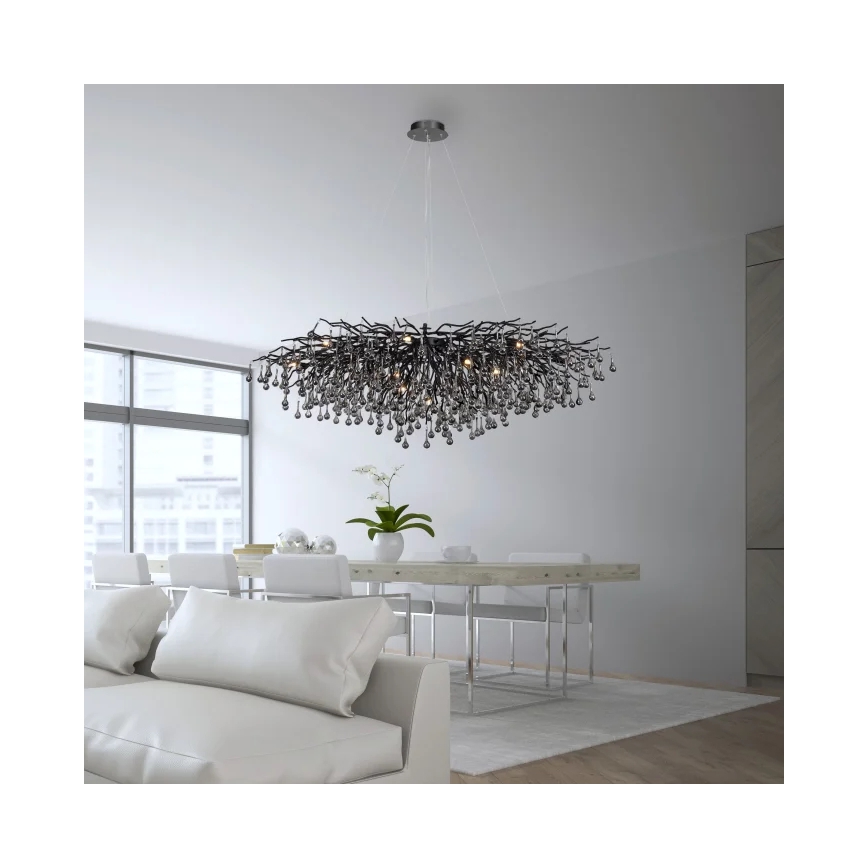 Paul Neuhaus 2031-18 - Kabantis šviestuvas ant laido ICICLE 15xG9/40W/230V 75x150 cm juodas