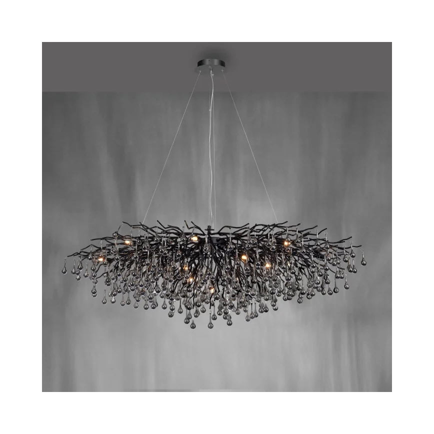 Paul Neuhaus 2031-18 - Kabantis šviestuvas ant laido ICICLE 15xG9/40W/230V 75x150 cm juodas