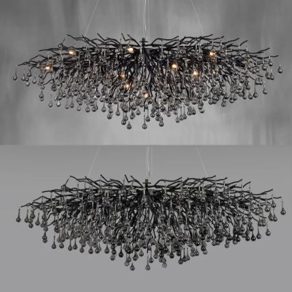 Paul Neuhaus 2031-18 - Kabantis šviestuvas ant laido ICICLE 15xG9/40W/230V 75x150 cm juodas