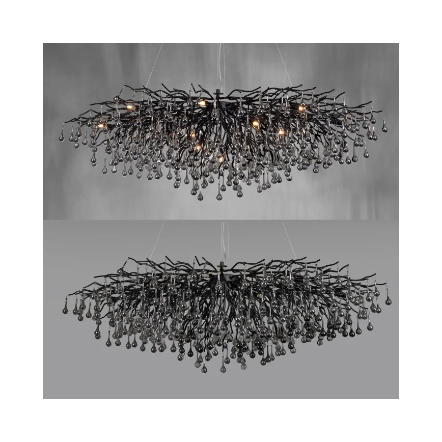 Paul Neuhaus 2031-18 - Kabantis šviestuvas ant laido ICICLE 15xG9/40W/230V 75x150 cm juodas