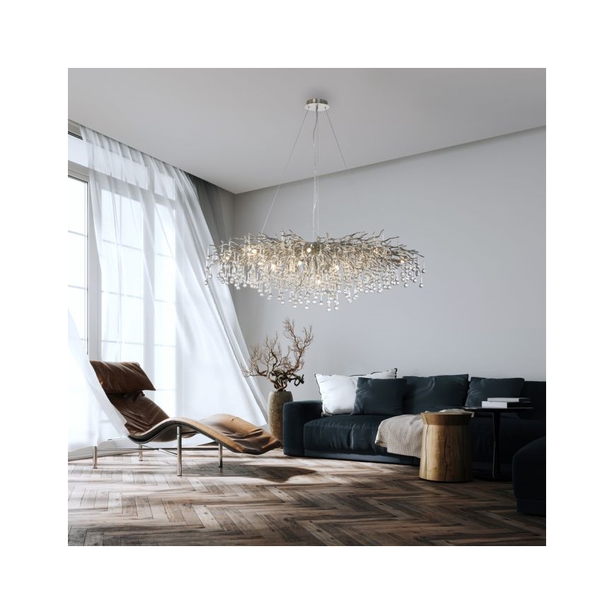 Paul Neuhaus 2031-55 - Pakabinamas sietynas ICICLE 15xG9/40W/230V 75x150 cm blizgus chromas
