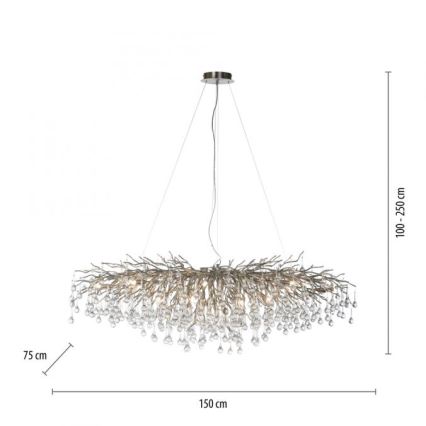 Paul Neuhaus 2031-55 - Pakabinamas sietynas ICICLE 15xG9/40W/230V 75x150 cm blizgus chromas