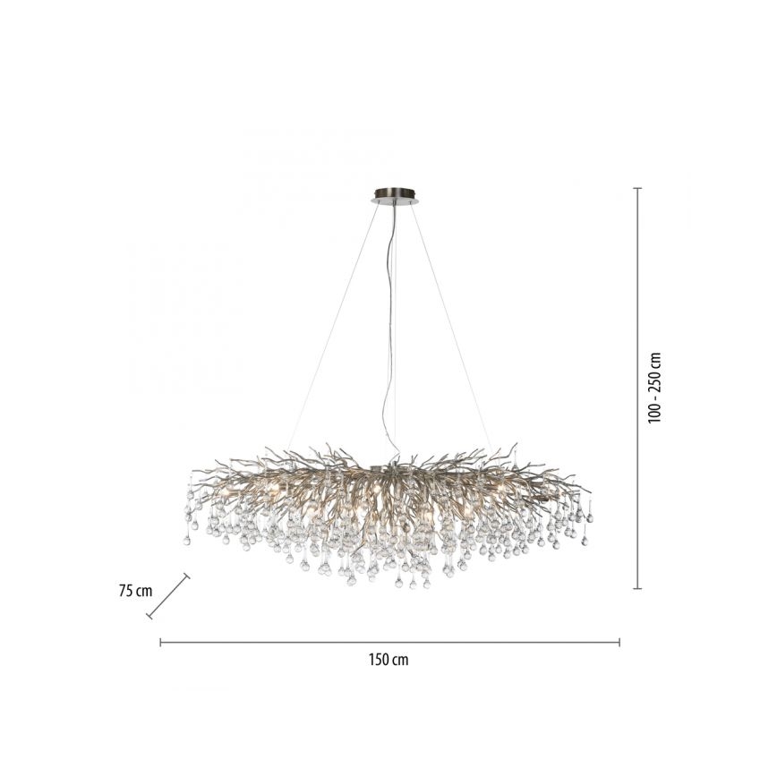 Paul Neuhaus 2031-55 - Pakabinamas sietynas ICICLE 15xG9/40W/230V 75x150 cm blizgus chromas