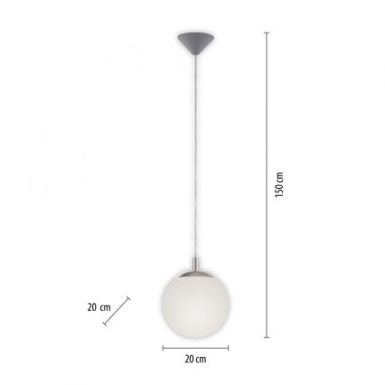 Paul Neuhaus 2072-55 - Pakabinamas sietynas BOLO 1xE27/60W/230V diametras 20 cm
