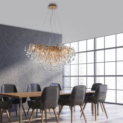 Paul Neuhaus 2192-11 - Pakabinamas sietynas ICICLE 10xG9/40W/230V 50x100 cm žalvaris