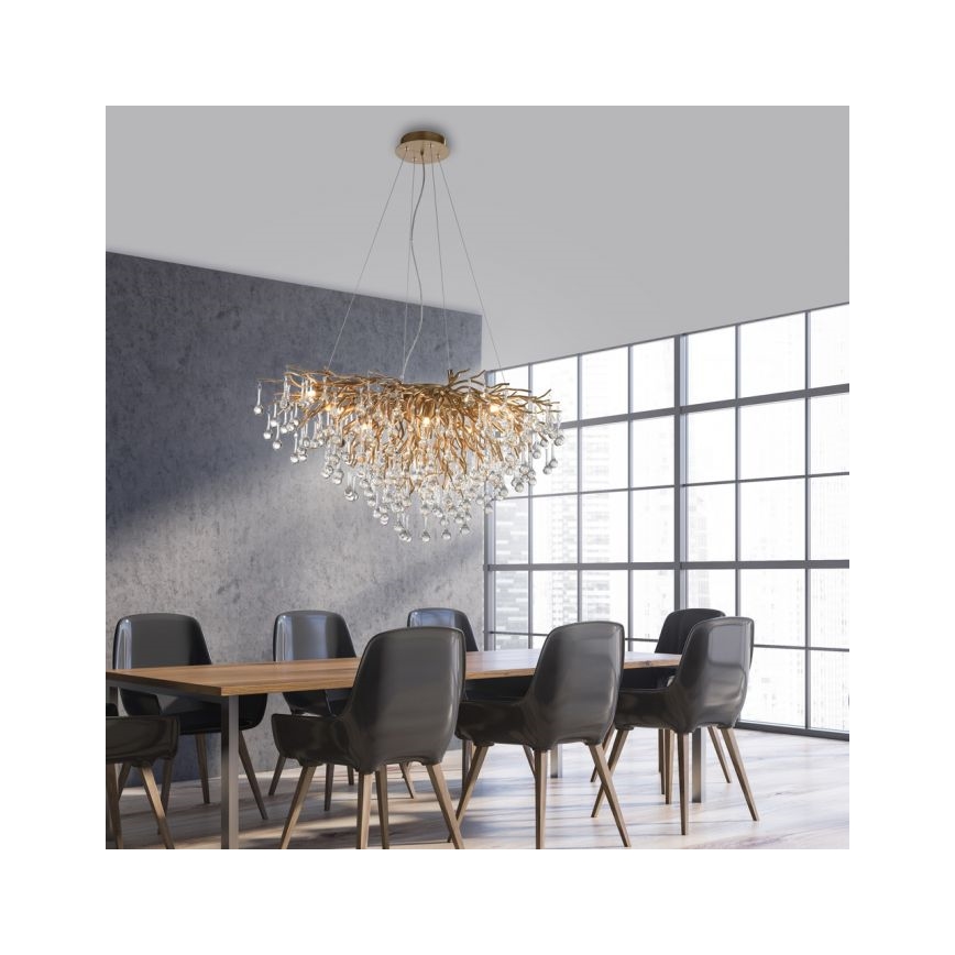 Paul Neuhaus 2192-11 - Pakabinamas sietynas ICICLE 10xG9/40W/230V 50x100 cm žalvaris