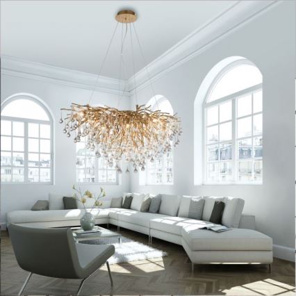 Paul Neuhaus 2192-11 - Pakabinamas sietynas ICICLE 10xG9/40W/230V 50x100 cm žalvaris