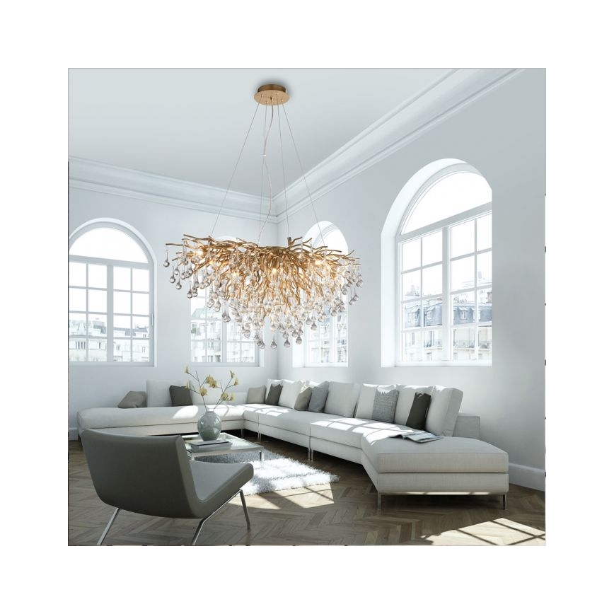Paul Neuhaus 2192-11 - Pakabinamas sietynas ICICLE 10xG9/40W/230V 50x100 cm žalvaris