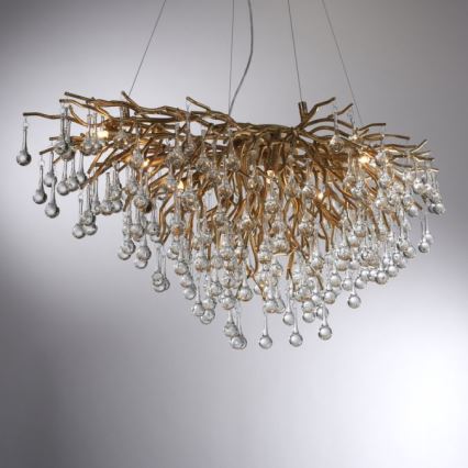 Paul Neuhaus 2192-11 - Pakabinamas sietynas ICICLE 10xG9/40W/230V 50x100 cm žalvaris