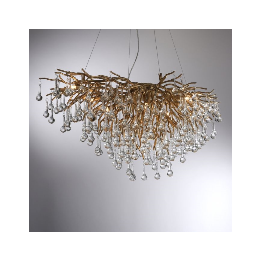 Paul Neuhaus 2192-11 - Pakabinamas sietynas ICICLE 10xG9/40W/230V 50x100 cm žalvaris
