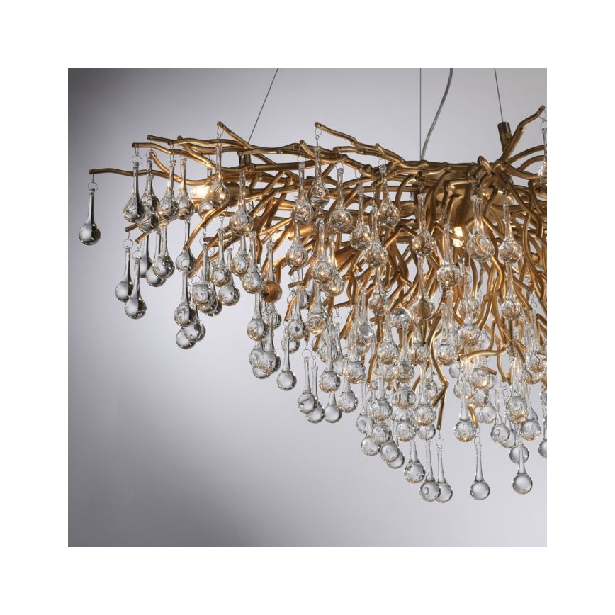 Paul Neuhaus 2192-11 - Pakabinamas sietynas ICICLE 10xG9/40W/230V 50x100 cm žalvaris
