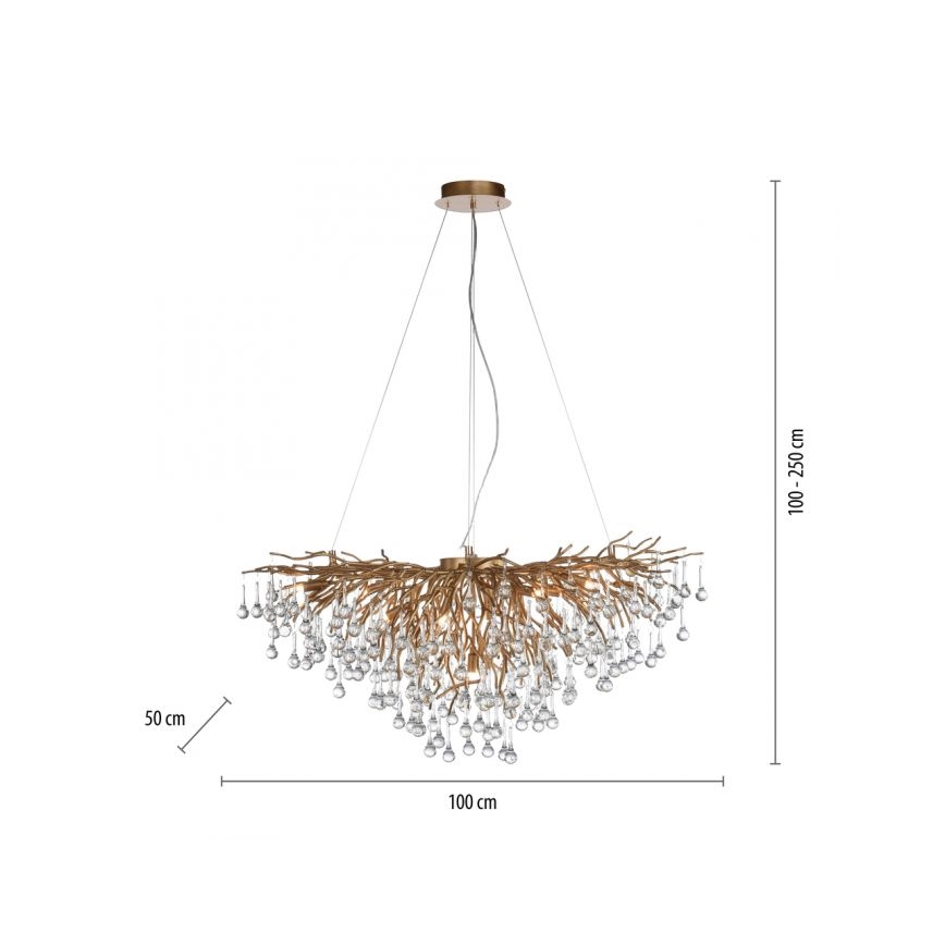Paul Neuhaus 2192-11 - Pakabinamas sietynas ICICLE 10xG9/40W/230V 50x100 cm žalvaris